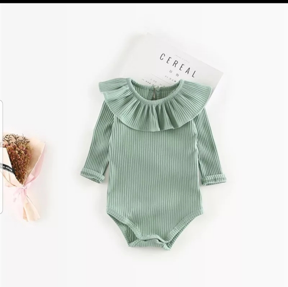 The O Boutique Other - COTTON ,RUFFLE COLLAR RIB BODYSUIT